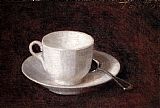 White Cup And Saucer by Henri Fantin-Latour